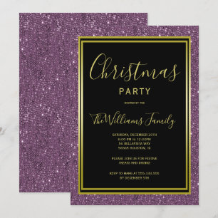 Convite de Festa de Natal Glitter Violeta Elegante