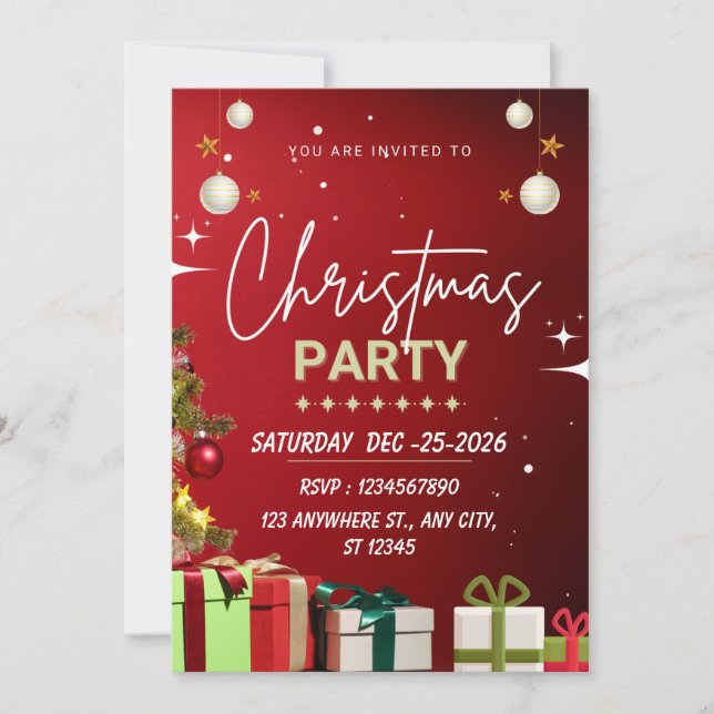 Convite de Festa de Natal Gótico Imprimível (Frente)
