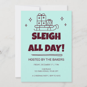 Convite de festa de Natal Groovy Sleigh All Day