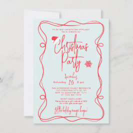Convite de festa de Natal manuscrito azul