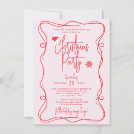 Convite de festa de Natal manuscrito rosa