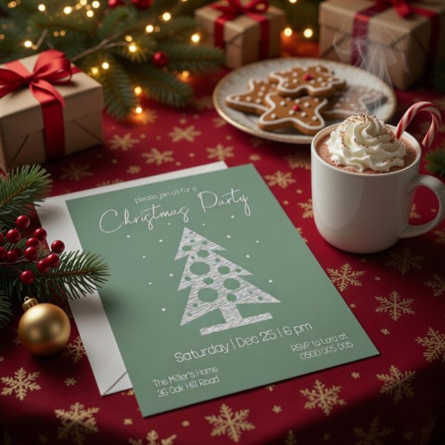 Convite de festa de Natal moderno verde e branco (Criador carregado)