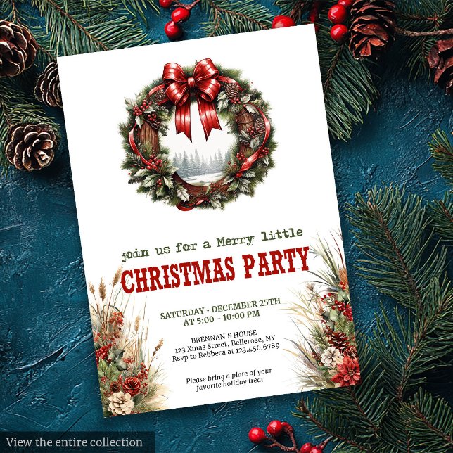 Convite de festa de Natal ocidental com chapéu de  (Western Christmas party invite with cowboy hat

)