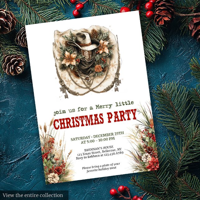 Convite de festa de Natal ocidental com gravata ba (Bandana ties Western Christmas party invite

)