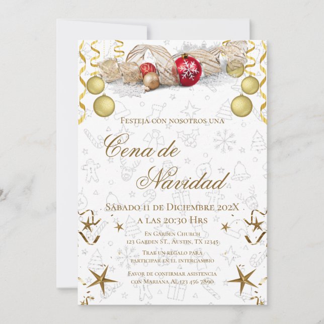 Convite de Festa de Natal Posada Navideña (Frente)