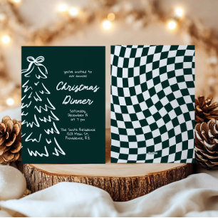Convite de Festa de Natal Retro Desenhado à Mão