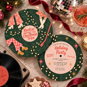Convite de Festa de Natal Retro Rockin’ Around
