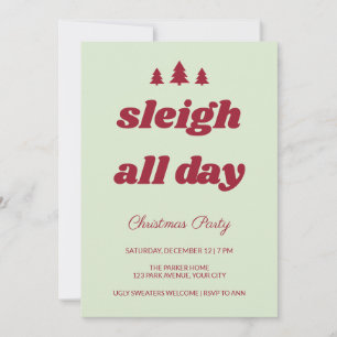 Convite de Festa de Natal Retro Sleigh All Day