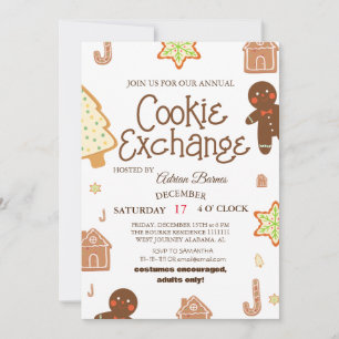 Convite de Festa de Natal Troca de Biscoitos com L