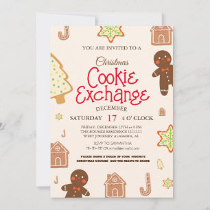 Convite de Festa de Natal Troca de Biscoitos com L