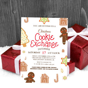 Convite de Festa de Natal Troca de Biscoitos Escri