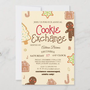 Convite de Festa de Natal Troca de Biscoitos Rotei