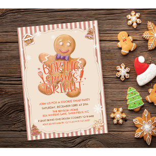 Convite de Festa de Natal Troca de Biscoitos Vinta