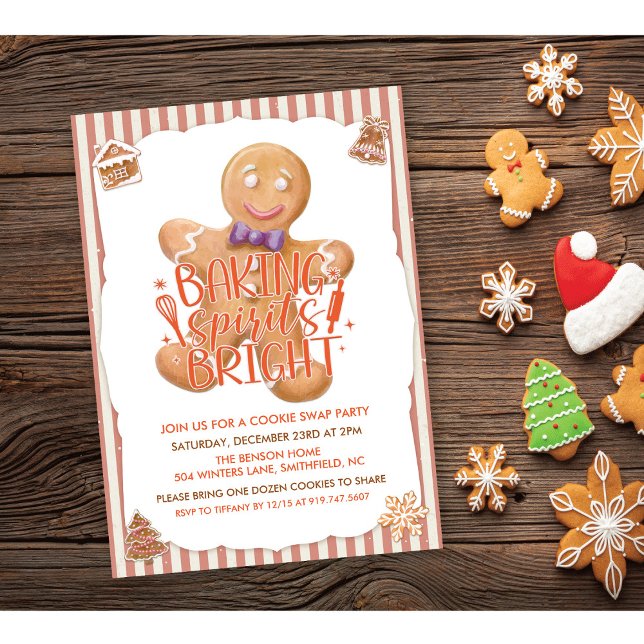 Convite de Festa de Natal Troca de Biscoitos Vinta (Criador carregado)