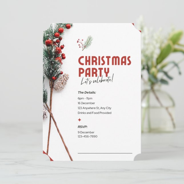 Convite de Festa de Natal Vamos Convidados (Em pé/Frente)