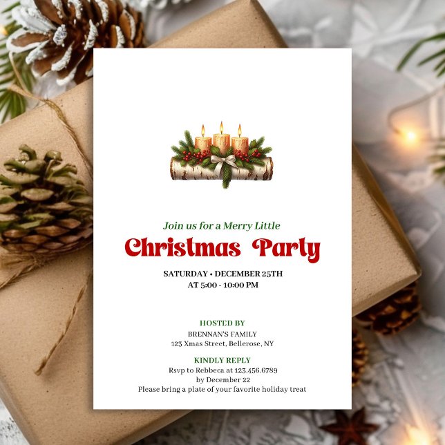 Convite de Festa de Natal Velas de Natal Aconchega (Cozy Christmas Candles Holiday Party Invite)