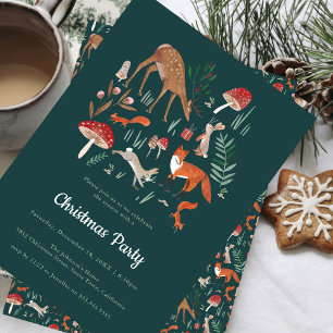 Convite de festa de Natal verde para animais da fl