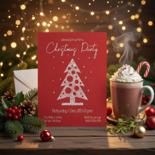 Convite de Festa de Natal Vermelho e Branco Modern