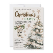 Convite de festa de Natal vintage branco