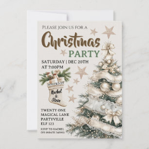 Convite de festa de Natal vintage branco