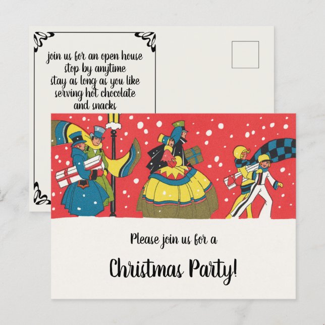 Convite de Festa de Natal Vitoriana Antiga (Frente/Verso)