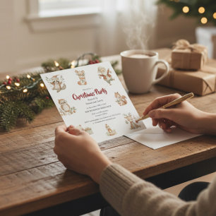 Convite de Festa de Natal Woodland Whimsy