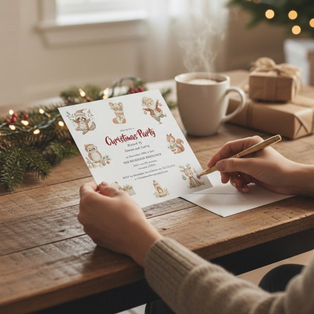Convite de Festa de Natal Woodland Whimsy (Criador carregado)