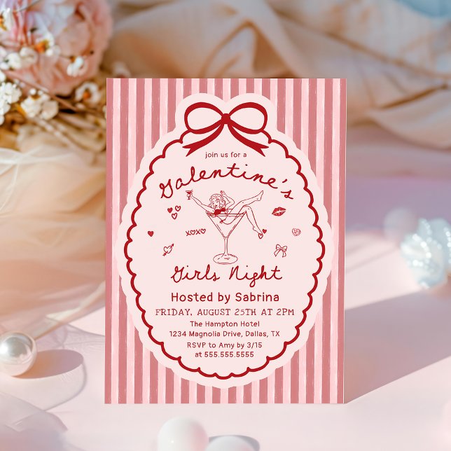 Convite de festa de noite das meninas do Galentine (Criador carregado)
