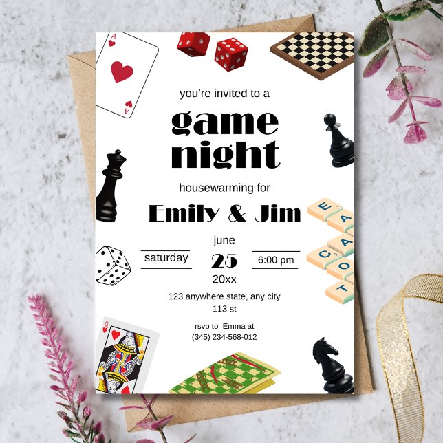 Convite de festa de noite de jogos, festa de inaug (Criador carregado)