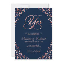Convite de festa de noivado Blue She Said Yes