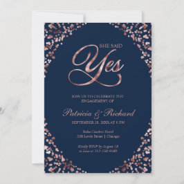 Convite de festa de noivado Blue She Said Yes