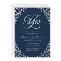 Convite de festa de noivado Blue She Said Yes