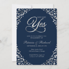 Convite de festa de noivado Blue She Said Yes