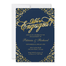 Convite de festa de noivado Blue We're Engaged