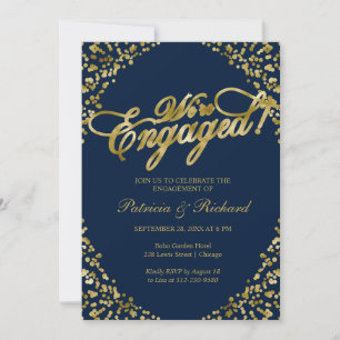 Convite de festa de noivado Blue We're Engaged