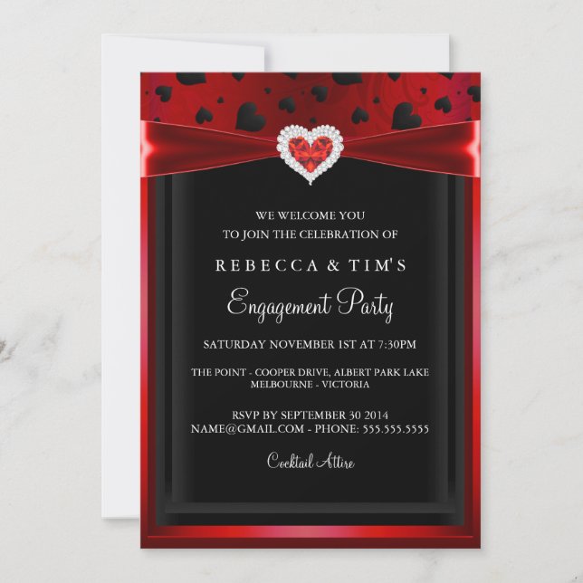 Convite de festa de noivado cheio de amor (Frente)
