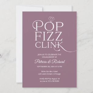 Convite de festa de noivado Chic Pop Fizz Clink