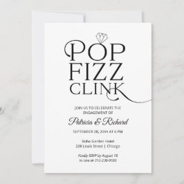 Convite de festa de noivado Chic Pop Fizz Clink