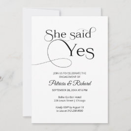 Convite de festa de noivado Chic She Said Yes
