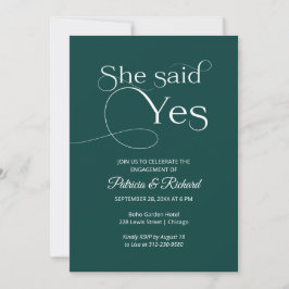 Convite de festa de noivado Chic She Said Yes