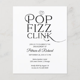 Convite de festa de noivado com orçamento Pop Fizz