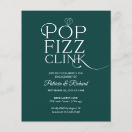 Convite de festa de noivado com orçamento Pop Fizz