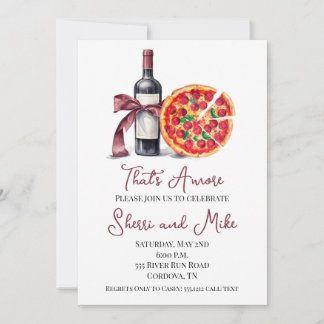 Convite de Festa de Noivado com Pizza e Vinho