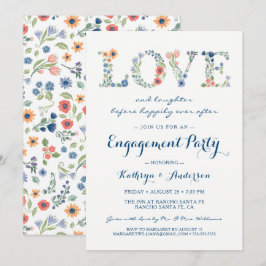 Convite de festa de noivado de amor floral