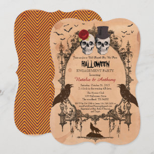 Convite de festa de noivado de Halloween. Russo