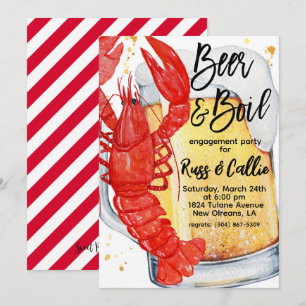 Convite de festa de noivado de lagostim