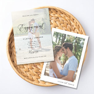 Convite de Festa de Noivado de Romance Clássico