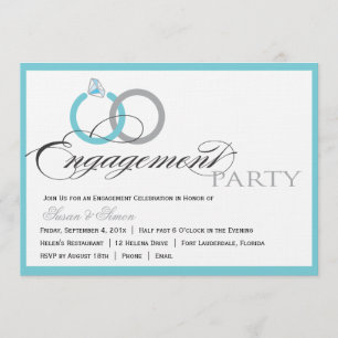 Convite de Festa de noivado de Script Azul