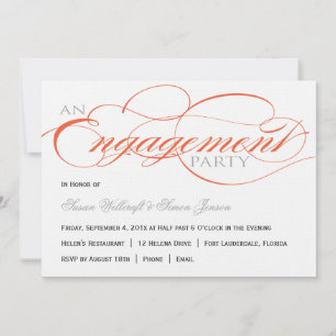 Convite de Festa de noivado de Script Laranja