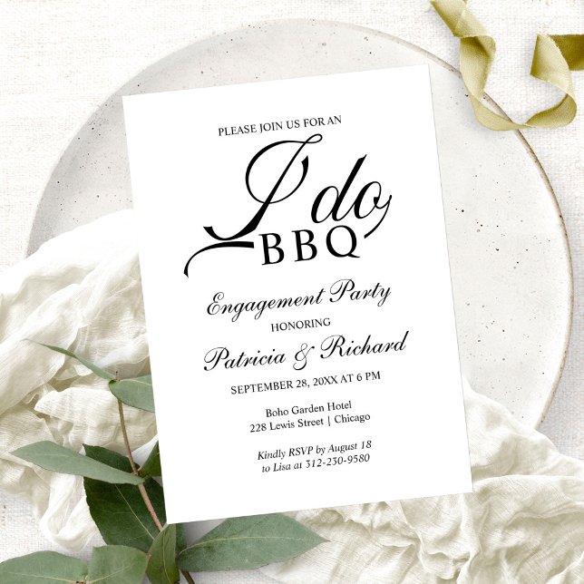 Convite de festa de noivado Elegante EU FAÇO BBQ (Criador carregado)